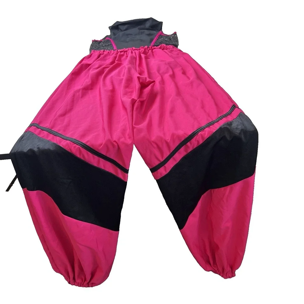 Weissman Hip Hop Dance Costume Jumpsuit Jogger Mesh Pink Black Sequin #16721 MA